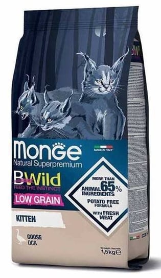 Sucha karma dla kota, Monge BWild cat kitten gęś 1,5kg Monge