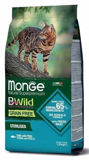 Sucha karma dla kota, Monge BWild GF sterilised cat adult tuńczyk 1,5kg Monge