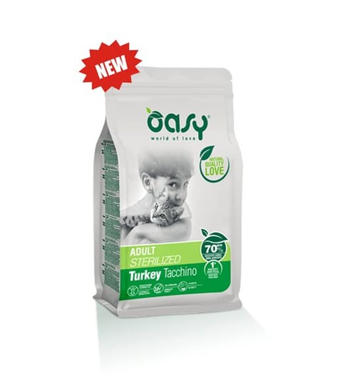 Sucha karma dla kota, Oasy Dry Cat Adult Sterilized Indyk 300G Oasy