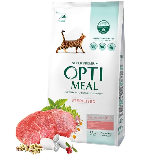 Sucha karma dla kota, OptiMeal Sterilised Wołowina & Sorgo 700G Optimeal