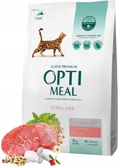 Sucha karma dla kota, Optimeal Sterilised z Wołowiną 4 kg Optimeal