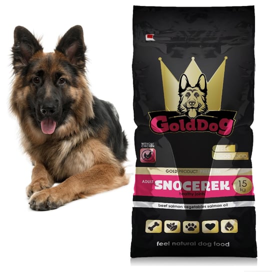 Sucha karma dla owczarka Golddog Premium Snocerek Adult 15kg wołowina łosoś warzywa GoldDog
