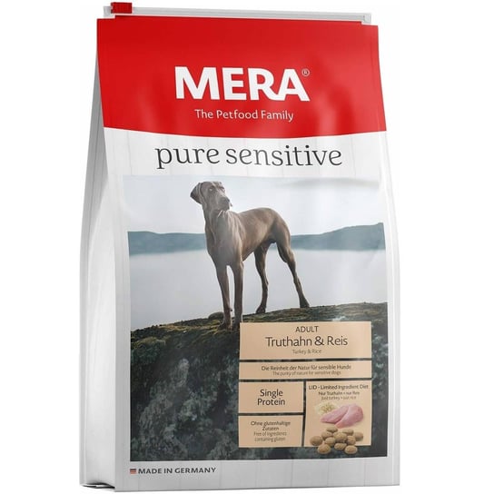 Sucha karma dla psa alergika MERA Pure Sensitive Adult, indyk i ryż, 12,5 kg Mera