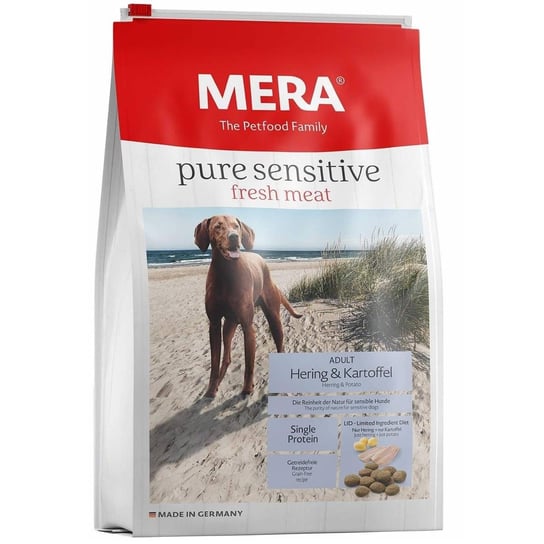 Sucha karma dla psa alergika MERA Pure Sensitive Fresh Meat, śledź i ziemniaki, 12,5 kg Mera