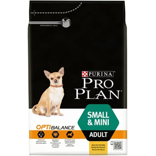 Sucha karma dla psa PRO PLAN Opti Balance Small & Mini Adult, bogata w kurczaka, 3 kg. Nestle