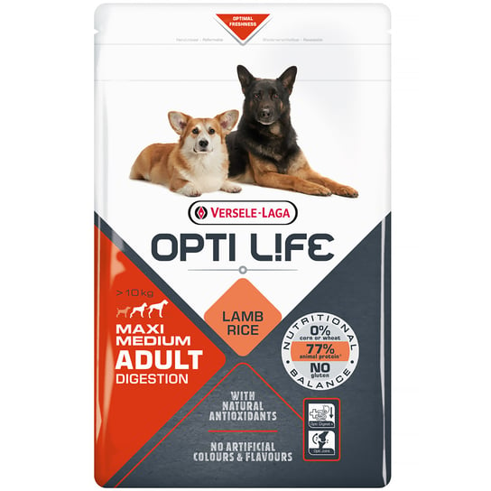 Sucha karma dla psa VL OPTI LIFE Adult Digestion Medium Maxi 12,5+2,5 kg Sucha karma dla psa z alergią Versele-Laga