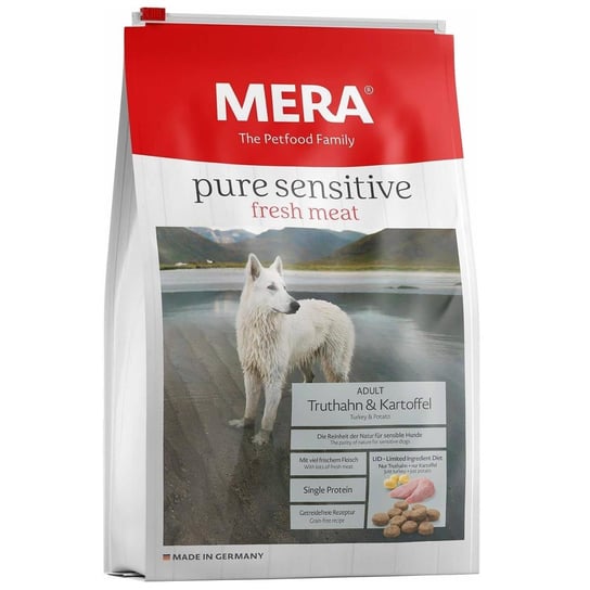 Sucha karma dla psa z wrażliwym żołądkiem MERA Pure Sensitive Fresh Meat, Indyk i ziemniaki, 12,5 kg Mera