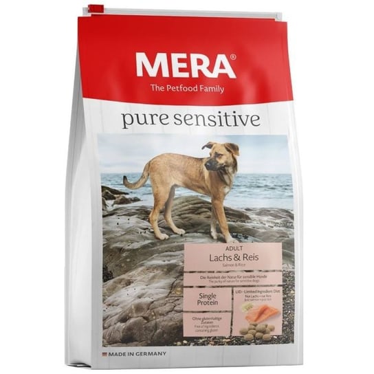 Sucha karma dla psów z alergiami MERA Pure Sensitive Adult, Łosoś i ryż, 12,5 kg Mera