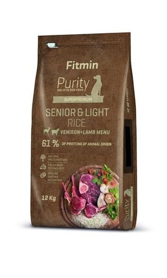 Sucha karma dla starszych psów FITMIN Purity Senior&Light Rice Venison&Lamb, dziczyzna i jagnięcina, 12 kg FITMIN