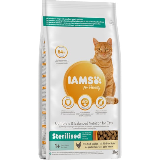 Sucha Karma Iams for Vitality Light in Fat Dla Dorosłych Kotów Sterylizowanych Ze Świeżym Kurczakiem 3kg Iams