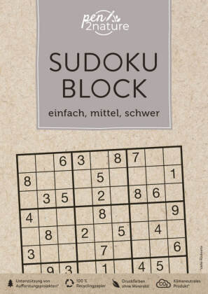Sudoku-Block: einfach, mittel, schwer. 192 Sudokus in 3 Schwierigkeitsstufen Pen2nature