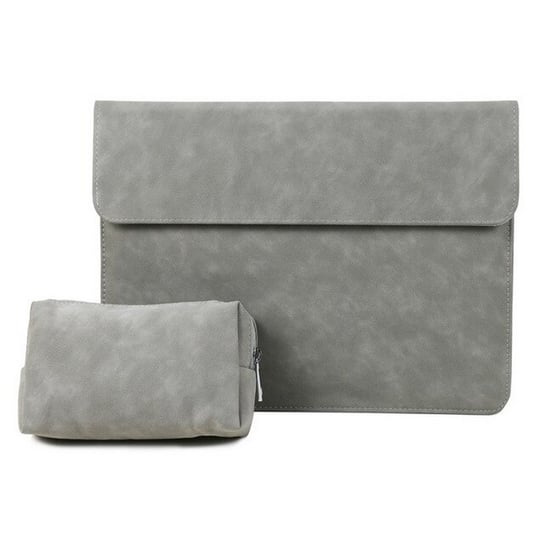 Suede Sleeve zamszowa torba z etui na ładowarkę do laptopa / MacBook'a 15/16 (Gray) D-pro