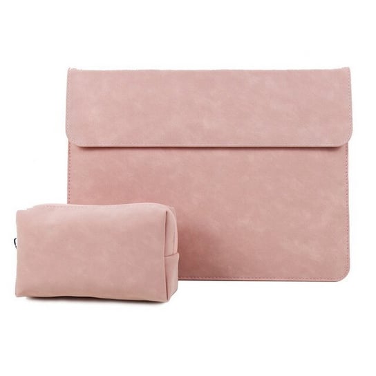 Suede Sleeve zamszowa torba z etui na ładowarkę do MacBook'a / laptopa 13/14" (Pink) D-pro