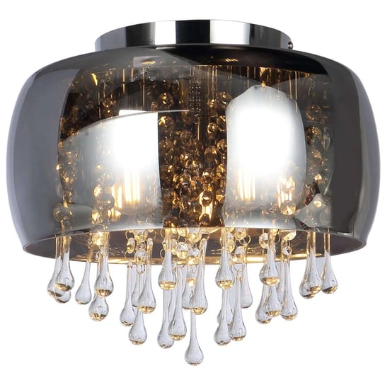 Sufitowa LAMPA glamour KALLA 15809D Globo szklana OPRAWA plafon pałacowy z kryształkami przezroczysty przydymiony chromowany Globo