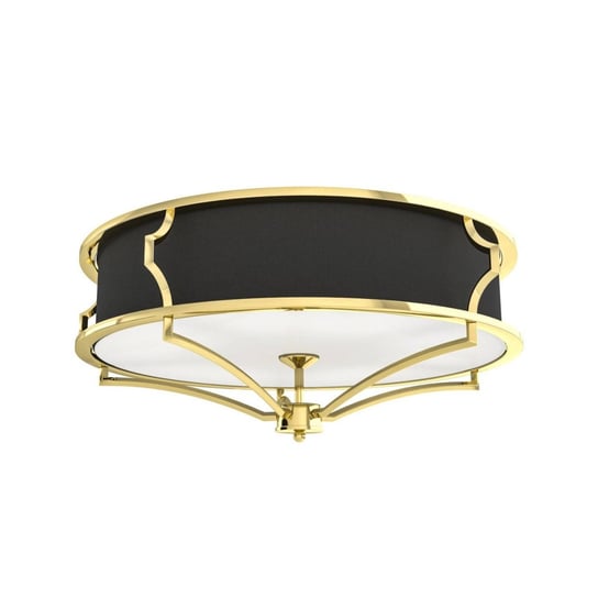 Sufitowa LAMPA plafon Stesso PL Gold / Nero M Orlicki Design klasyczna OPRAWA okrągła plafoniera abażurowa czarna złota Orlicki Design
