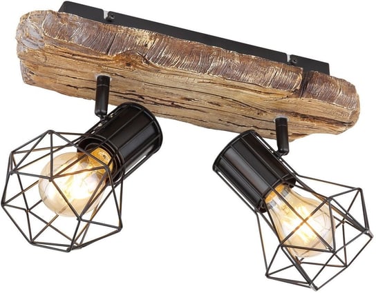 Sufitowa lampa rustykalna Priska 54017W-2 drewno czarna Globo