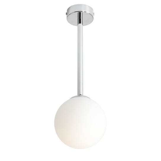 Sufitowa lampa szklana Pinne ball do jadalni chrom biała Aldex