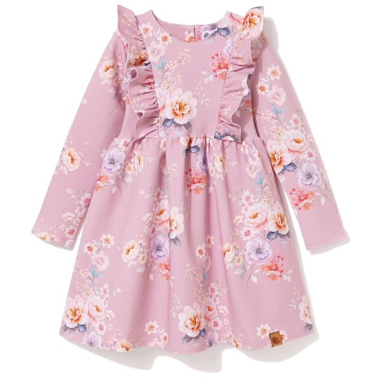 Sukienka bawełniana z falbanką Pink roses 128 TuSzyte