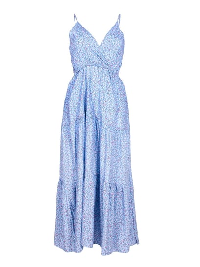 Sukienka damska letnia długa na ramiączka kwiaty niebieska M-L YoClub