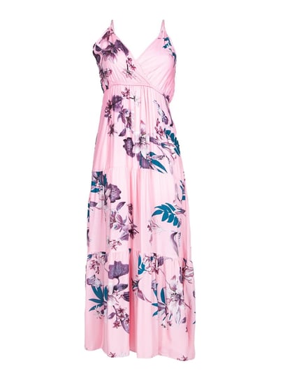 Sukienka damska letnia długa na ramiączka pastelowe kwiaty M-L YoClub