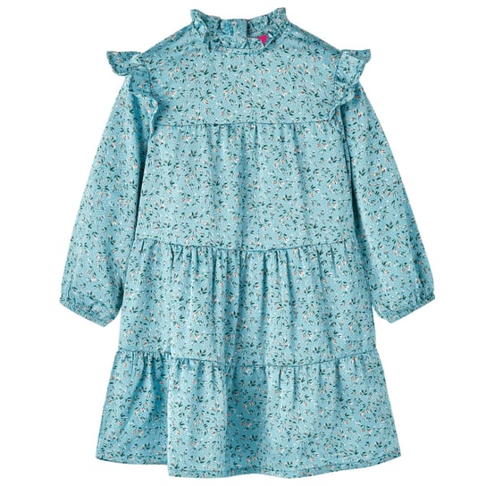 Sukienka dziecięca z długimi rękawami, niebieska, 116 vidaXL