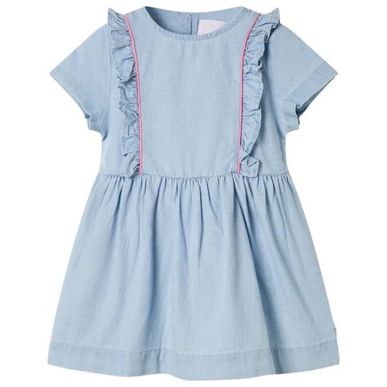 Sukienka dziecięca z falbankami, jasnoniebieska, 104 vidaXL