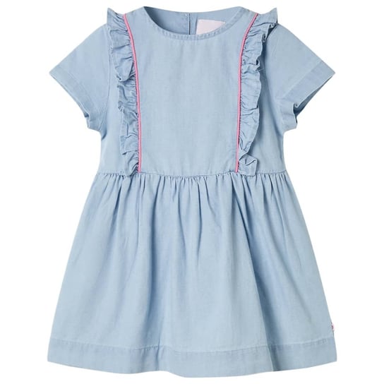 Sukienka dziecięca z falbankami, jasnoniebieska, 116 vidaXL