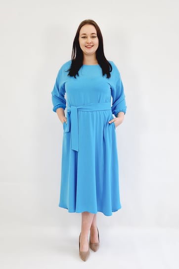 Sukienka Midi na Specjalne Okazje Niebieska 36 Nelino