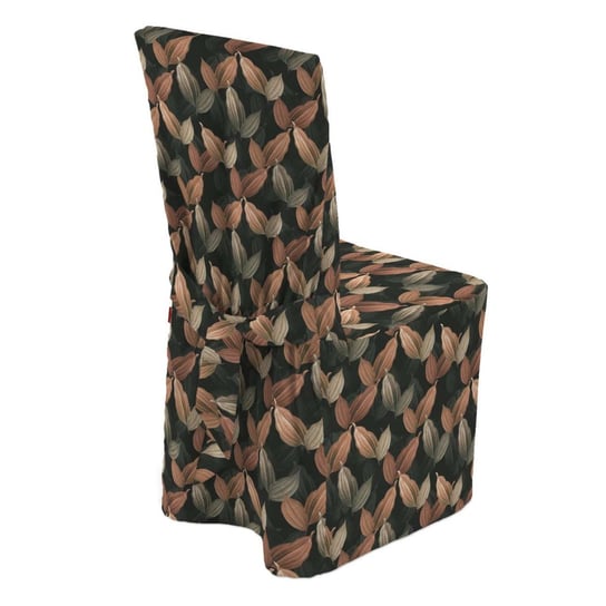 Sukienka na krzesło, Abigail, brzoskwiniowo-brązowe liiście na czarnym tle, 45×94 cm Dekoria