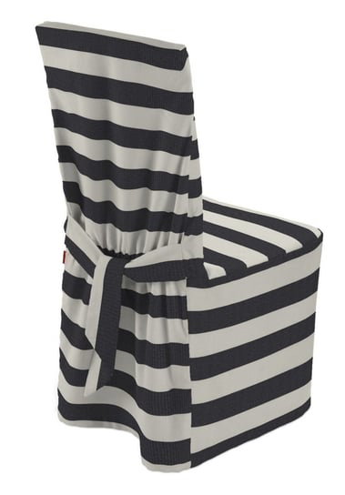 Sukienka na krzesło, DEKORIA, biało-grafitowe pasy, 55cm, 45x94 cm Dekoria