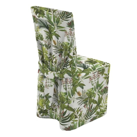 Sukienka na krzesło, Tropical Island, zielono-czerwona rośliność na białym tle, 45×94 cm Dekoria