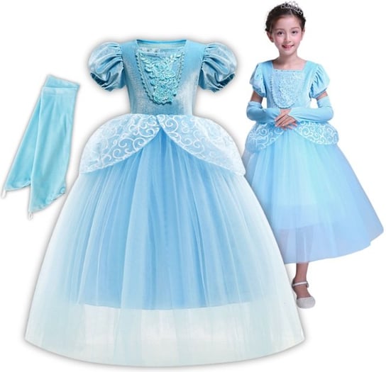SUKIENKA STRÓJ KOPCIUSZEK CINDERELLA KSIĘŻNICZKA NA BAL KARNAWAŁ 134 140 CM Hopki