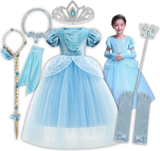 SUKIENKA STRÓJ KOPCIUSZEK CINDERELLA KSIĘŻNICZKA NA BAL KARNAWAŁ 146 152 CM Hopki