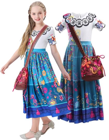 SUKIENKA STRÓJ PRZEBRANIE ENCANTO MIRABEL MADRIGAL BAL KARNAWAŁ 128 134 CM Hopki