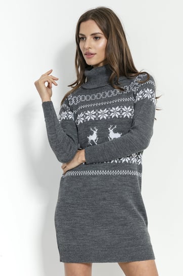 Sukienka swetrowa z połgolfem świąteczna grafitowa / Fobya Inna marka