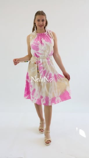 Sukienka Tie-Dye Kinga Beżowo-różowa UNI Nelino