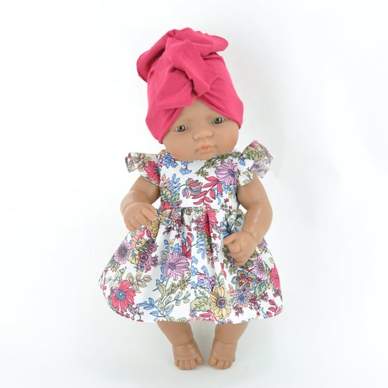 Sukienka W Kwiaty I Różowy Turban Dla Lalki Miniland 32Cm Inna marka