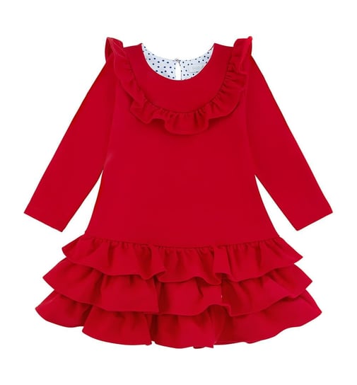 Sukienka z falbankami ,czerwona - 104 Ewa Collection