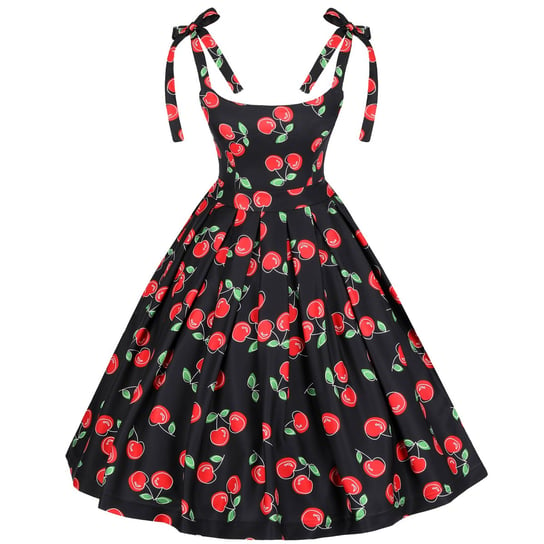 Sukienka z kieszeniami pin up W WISIENKI wiśnie cherry PRODUKT POLSKI plisy Wonderlandia