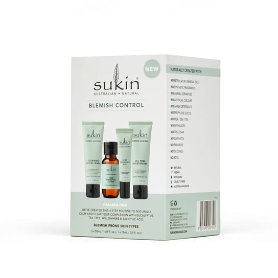 Sukin, Blemish Control, zestaw prezentowy kosmetyków, 4 szt. Sukin