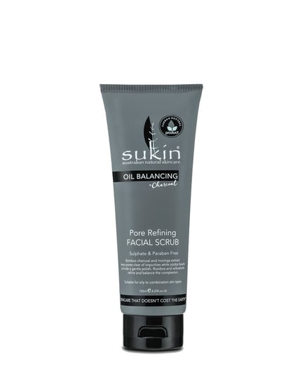 Sukin, Oil Balancing, oczyszczający scrub do twarzy z aktywnym węglem, 125 ml Sukin