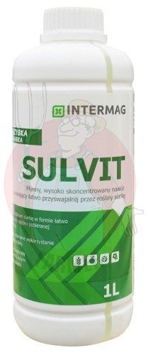 SULVIT to płynny, wysoko skoncentrowany nawóz siarkowy (760 g SO3 w 1 litrze) przeznaczony do dolistnego dokarmiania roślin lub do stosowania doglebowo łącznie z płynnymi nawozami azotowymi (np. RSM). inna (Inny)