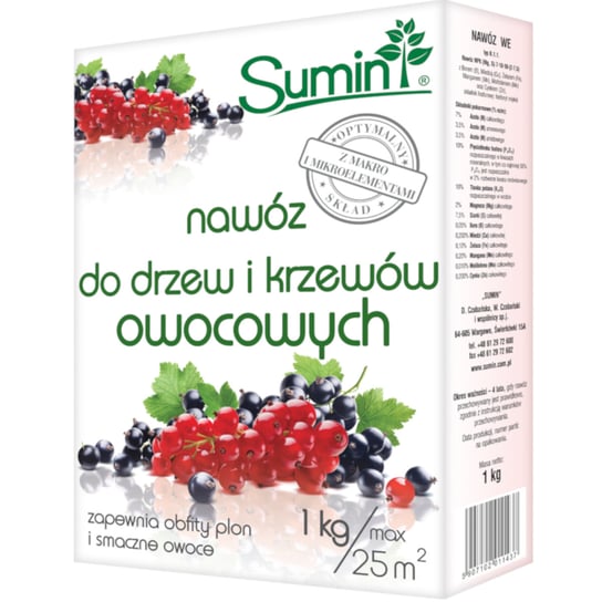 SUMIN NAWÓZ DO DRZEW I KRZEWÓW OWOCOWYCH 1KG SUMIN