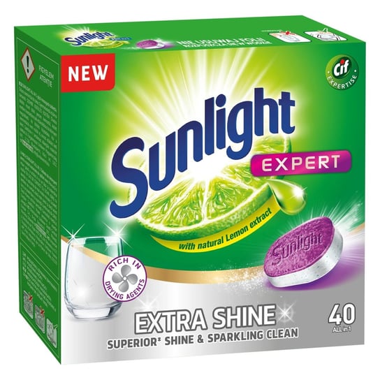 Sunlight Expert, Tabletki do zmywarki, Extra Shine, 40 szt. Sunlight