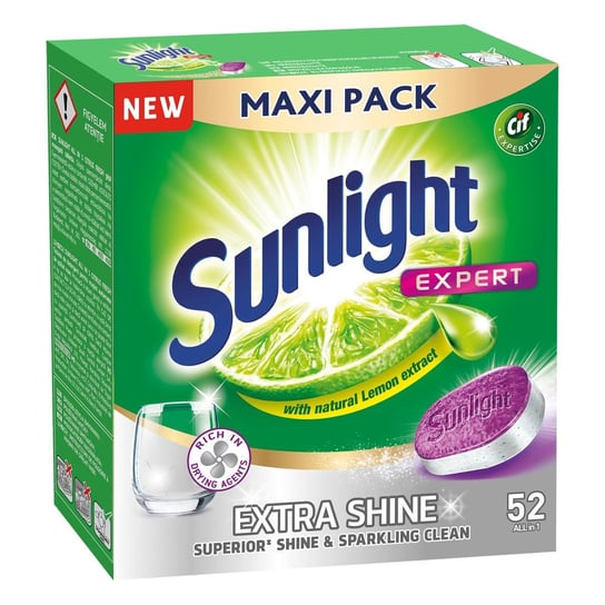 Sunlight Expert, Tabletki do zmywarki, Extra Shine, 52 szt. Sunlight