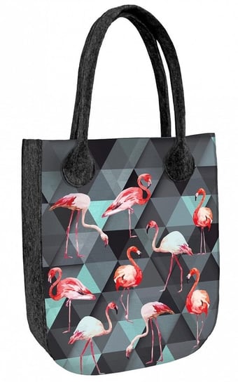 Sunlovers, Torba filcowa City, Antracyt Flamingi, 42x35x10 cm Sunlovers