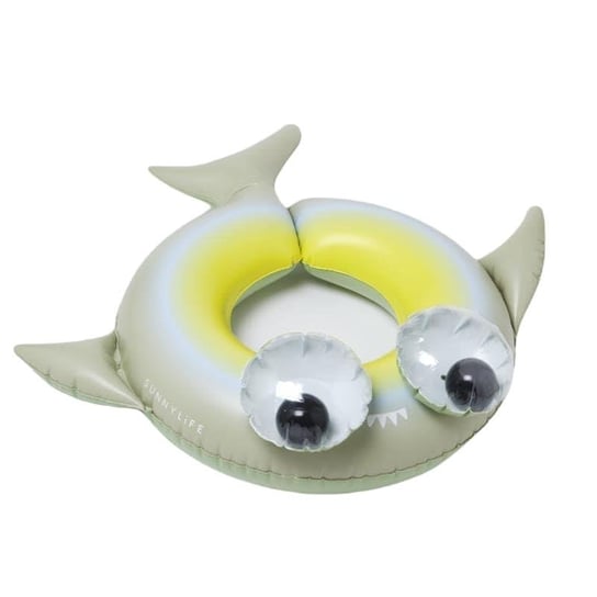 Sunnylife - Dmuchane Koło Do Pływania Dla Dzieci Kiddy - Shark Tribe, Khaki Sunnylife