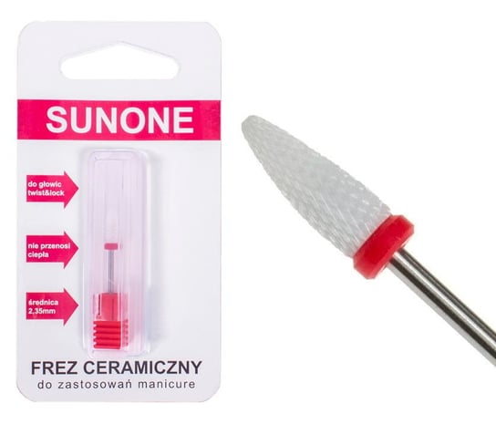 Sunone Frez ceramiczny stożek delikatny do manicure & pedicure - czerwony Sunone