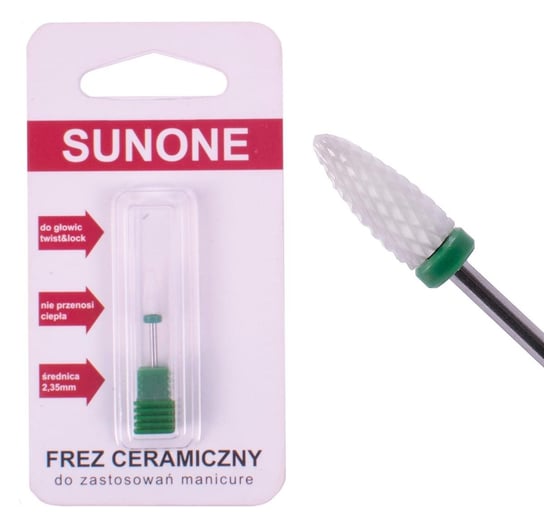 Sunone Frez ceramiczny stożek mocny do manicure & pedicure - zielony Sunone