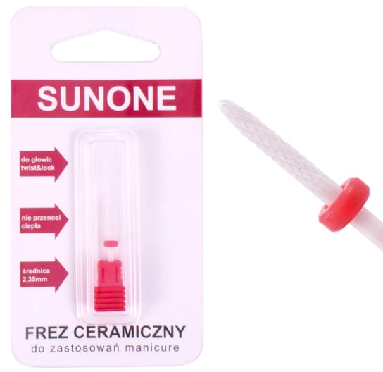 Sunone Frez ceramiczny szczelinowy delikatny do manicure & pedicure - czerwony Sunone